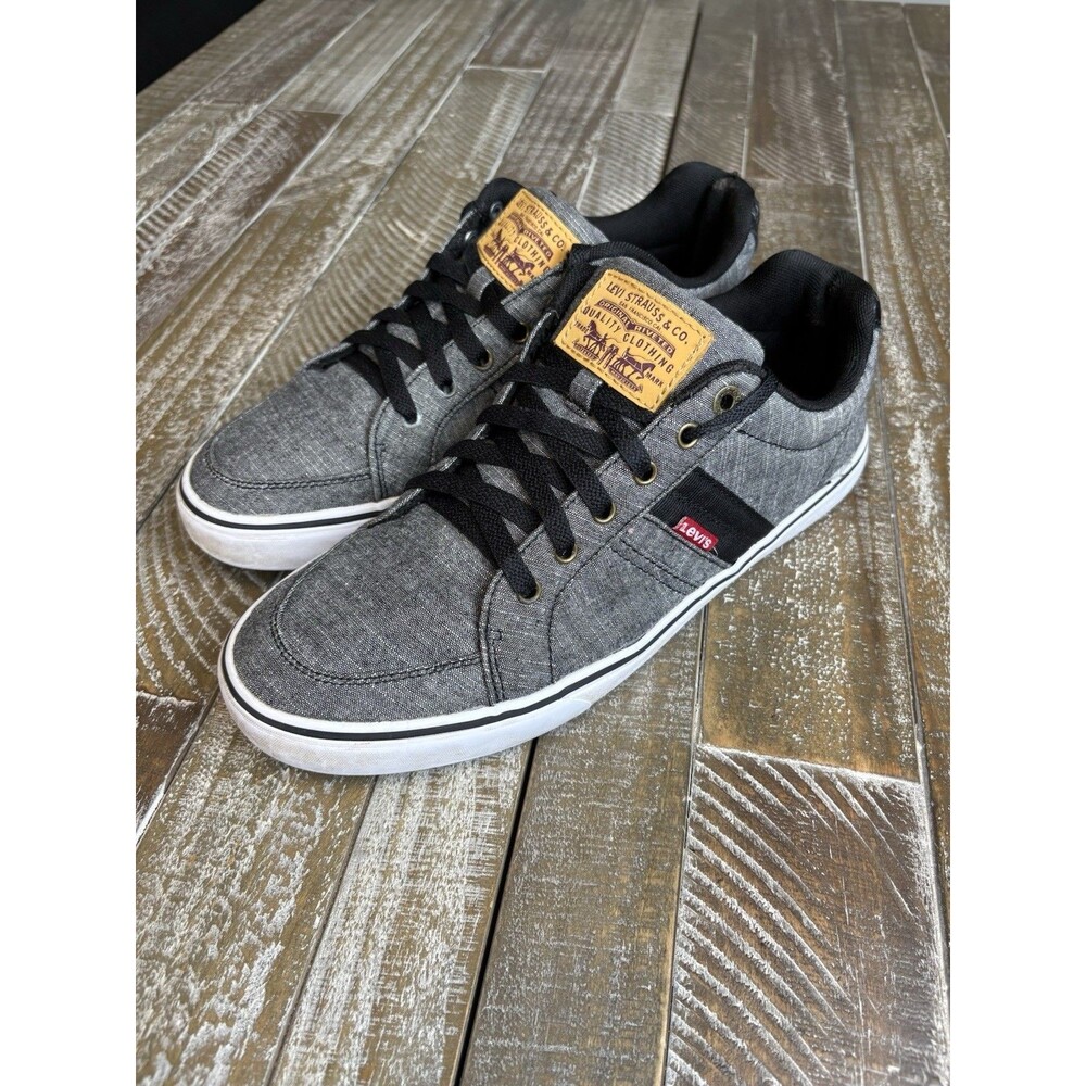 Levi's Gray Denim Low Top Sneakers with Black Stripe size 10.5